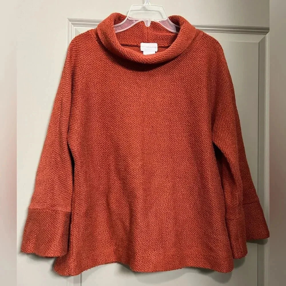 Soft Surroundings Marled Knit Woven Sweater - Picture 1 of 10